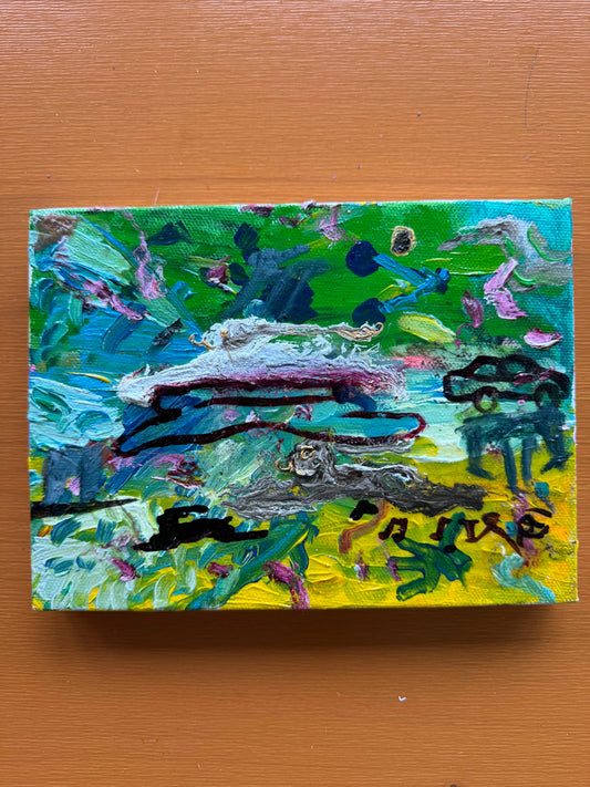 Zoë Argires "Rabbit Race II" Oil on Canvas