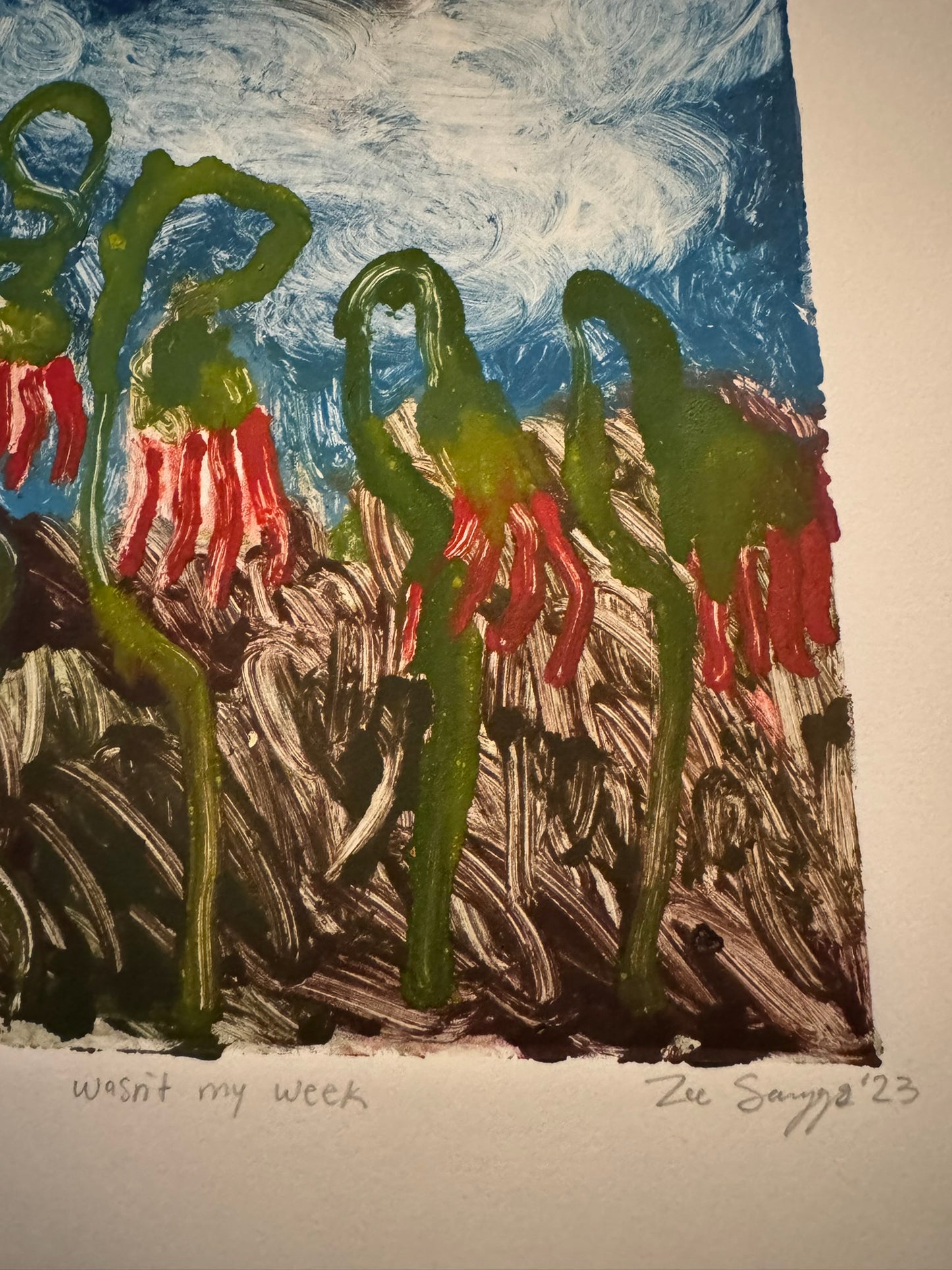 Zoe Scruggs "Wasn't My Week" Oil monotype on paper 1/1