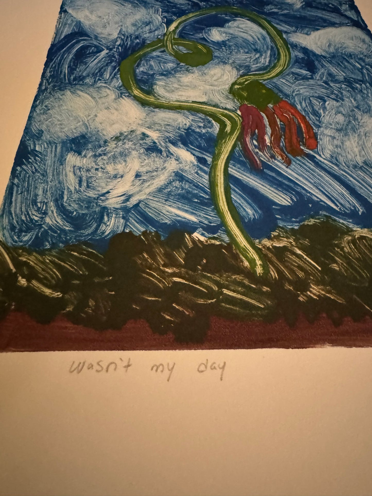 Zoe Scruggs "Wasn't My Week" Oil monotype on paper 1/1