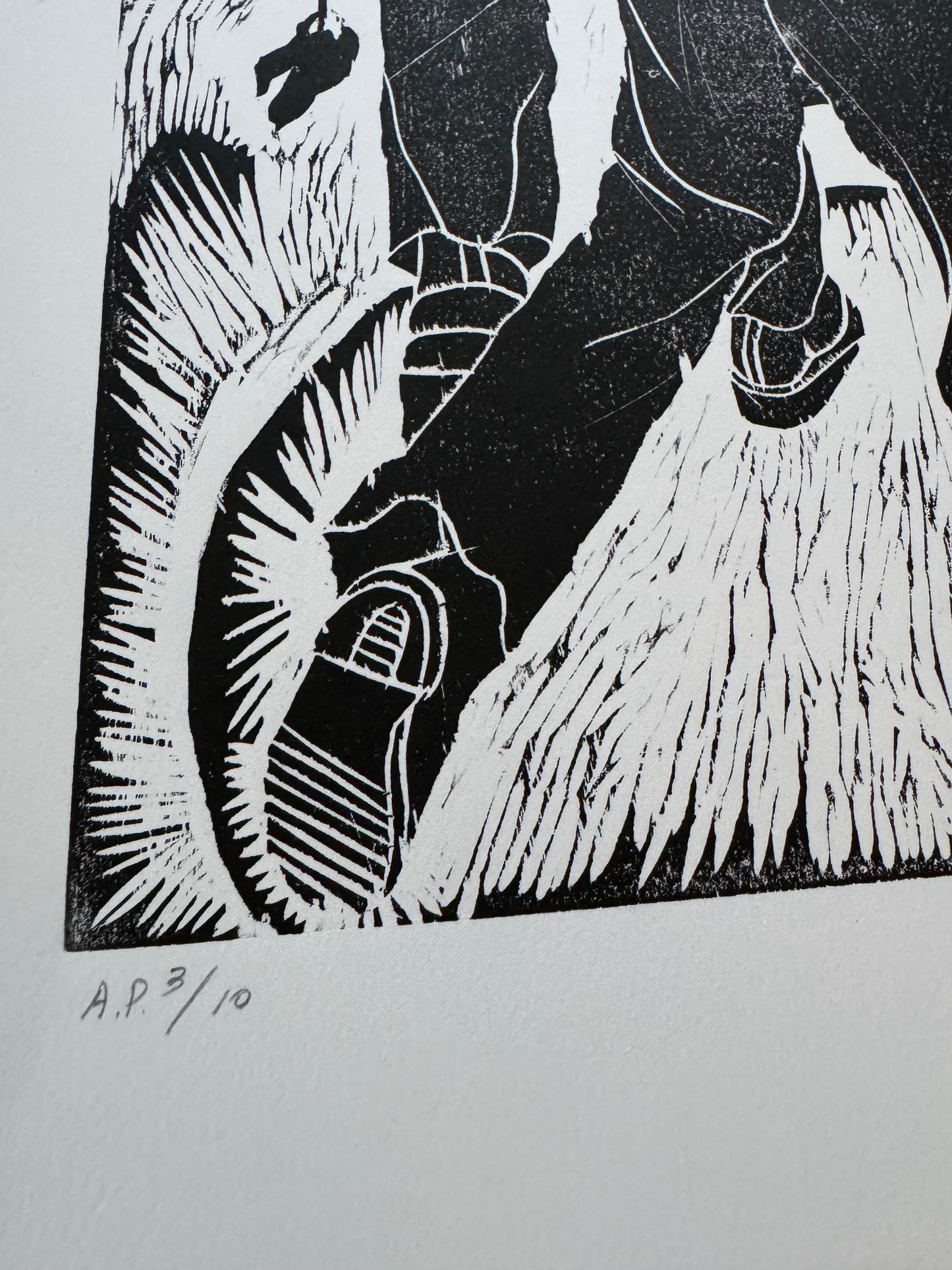 Ian Ha "Receiver" Woodcut on paper AP Edition of 10